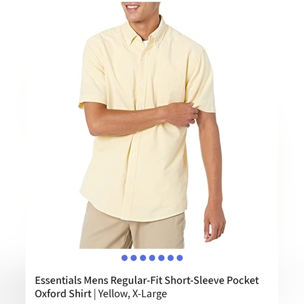 NEW‎ Amazon Oxford button-down short sleeve yellow shirt XL
